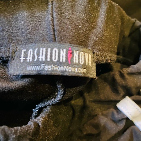 Fashion Nova Black Double White Striped Casual Active High Waisted Leggings - Picture 15 of 15